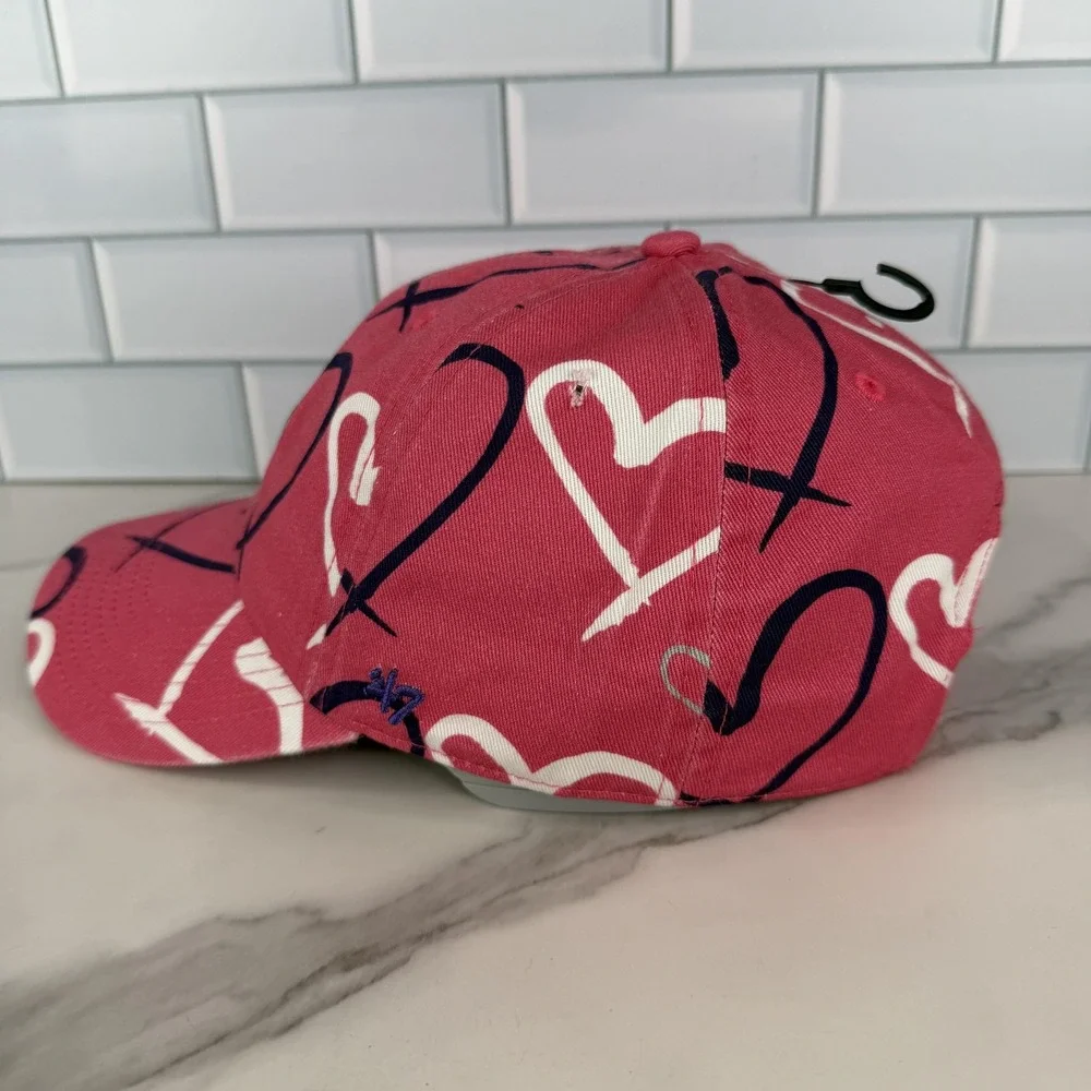 Fort Wayne Tincaps Hat Cap Strap Back Youth Pink MLB Baseball Hearts All Over 47